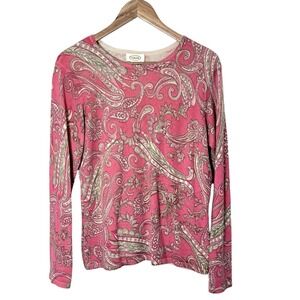 Talbots Silk Cashmere Paisley Pullover Sweater Large Old Money Classic Spring
